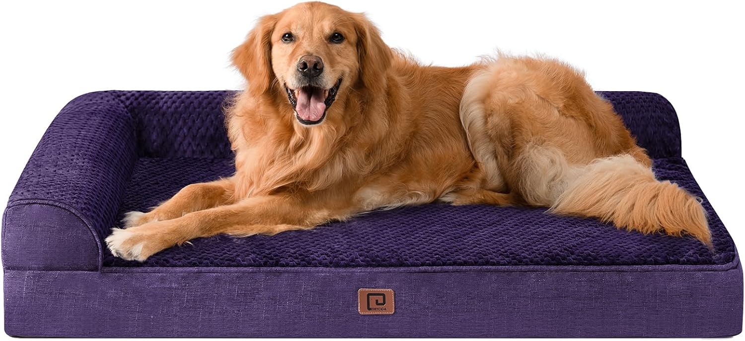 EHEYCIGA Orthopedic Dog Bed Medium Size Dogs, Memory Foam Dog Bed with Washable Removable Cover, Waterproof Pet Sofa Couch for Crate with Nonskid Bottom, 30x20x6, Grey