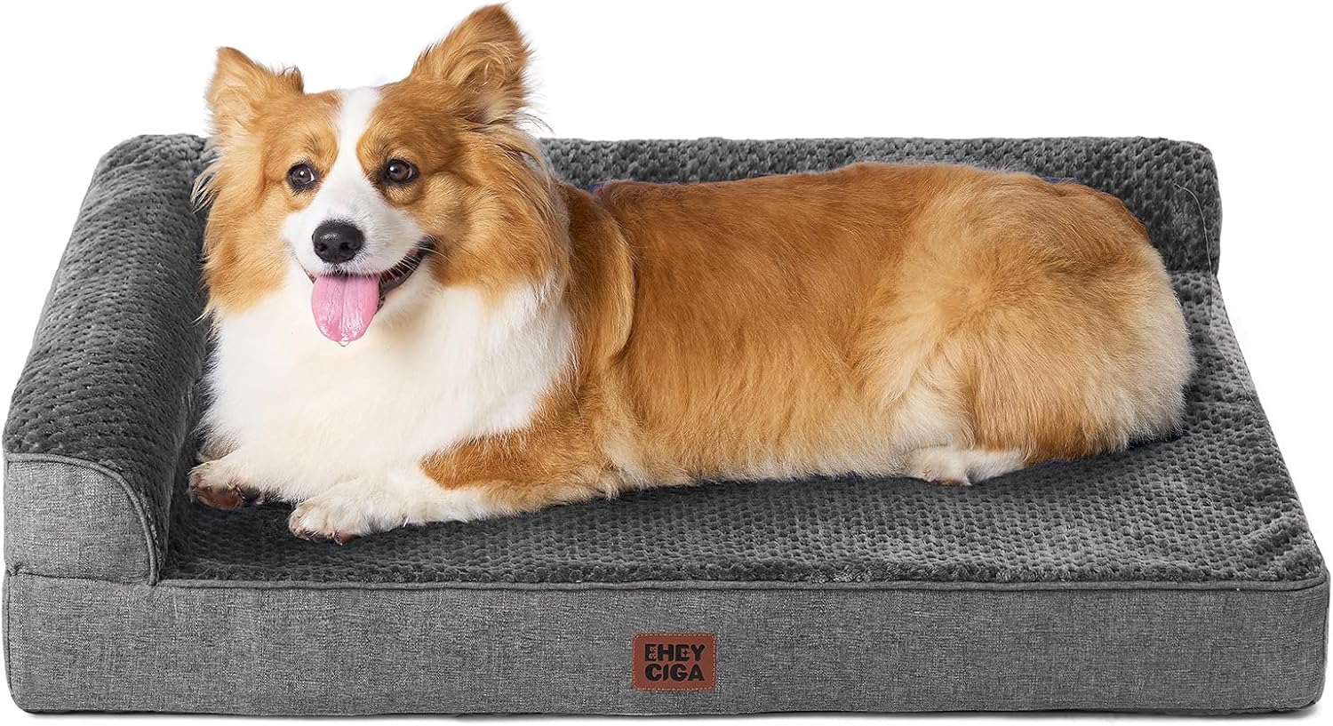 EHEYCIGA Orthopedic Dog Bed Medium Size Dogs, Memory Foam Dog Bed with Washable Removable Cover, Waterproof Pet Sofa Couch for Crate with Nonskid Bottom, 30x20x6, Grey