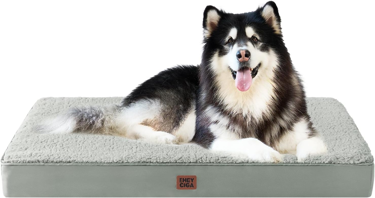 EHEYCIGA Orthopedic XL Dog Beds for Extra Large Dogs with Removable Washable Cover for Crate, Grey, 41x27