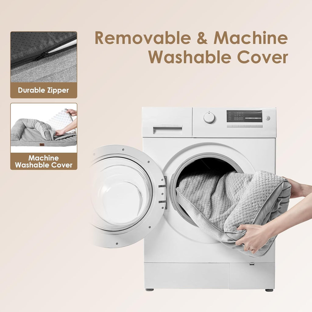 EHEYCIGA Orthopedic Dog Bed Medium Size Dogs, Memory Foam Dog Bed with Washable Removable Cover, Waterproof Pet Sofa Couch for Crate with Nonskid Bottom, 30x20x6, Grey