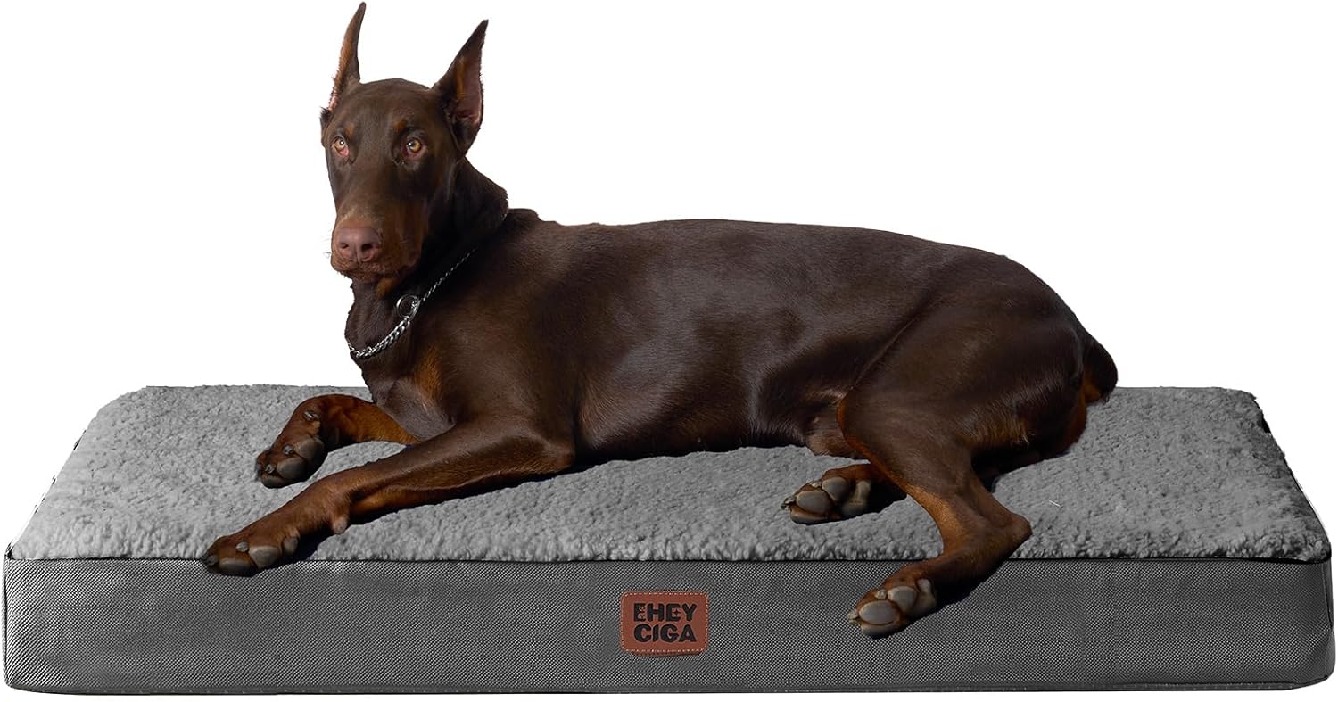 EHEYCIGA Orthopedic XL Dog Beds for Extra Large Dogs with Removable Washable Cover for Crate, Grey, 41x27