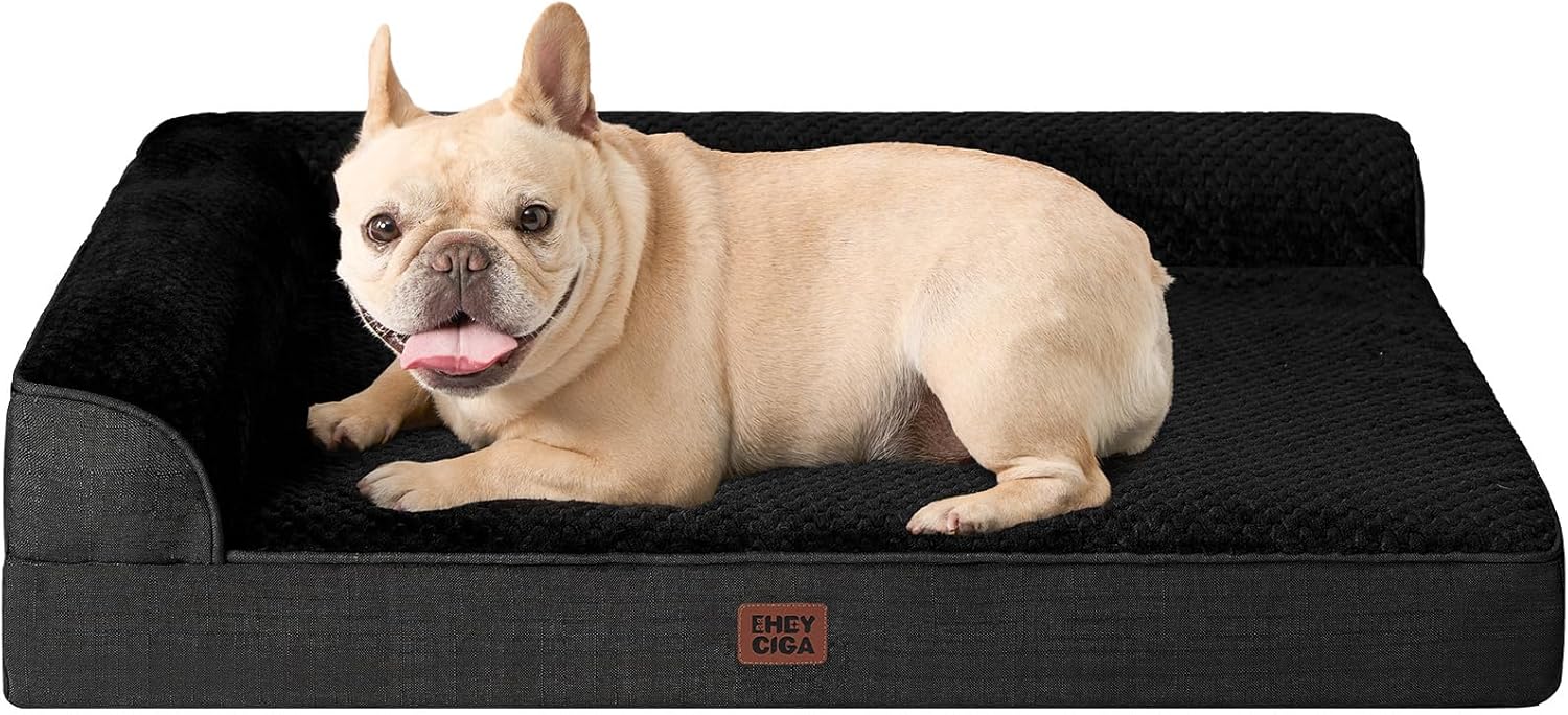 EHEYCIGA Orthopedic Dog Bed Medium Size Dogs, Memory Foam Dog Bed with Washable Removable Cover, Waterproof Pet Sofa Couch for Crate with Nonskid Bottom, 30x20x6, Grey