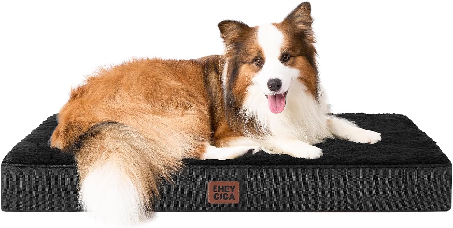 EHEYCIGA Orthopedic XL Dog Beds for Extra Large Dogs with Removable Washable Cover for Crate, Grey, 41x27