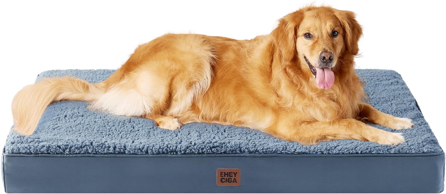 EHEYCIGA Orthopedic XL Dog Beds for Extra Large Dogs with Removable Washable Cover for Crate, Grey, 41x27