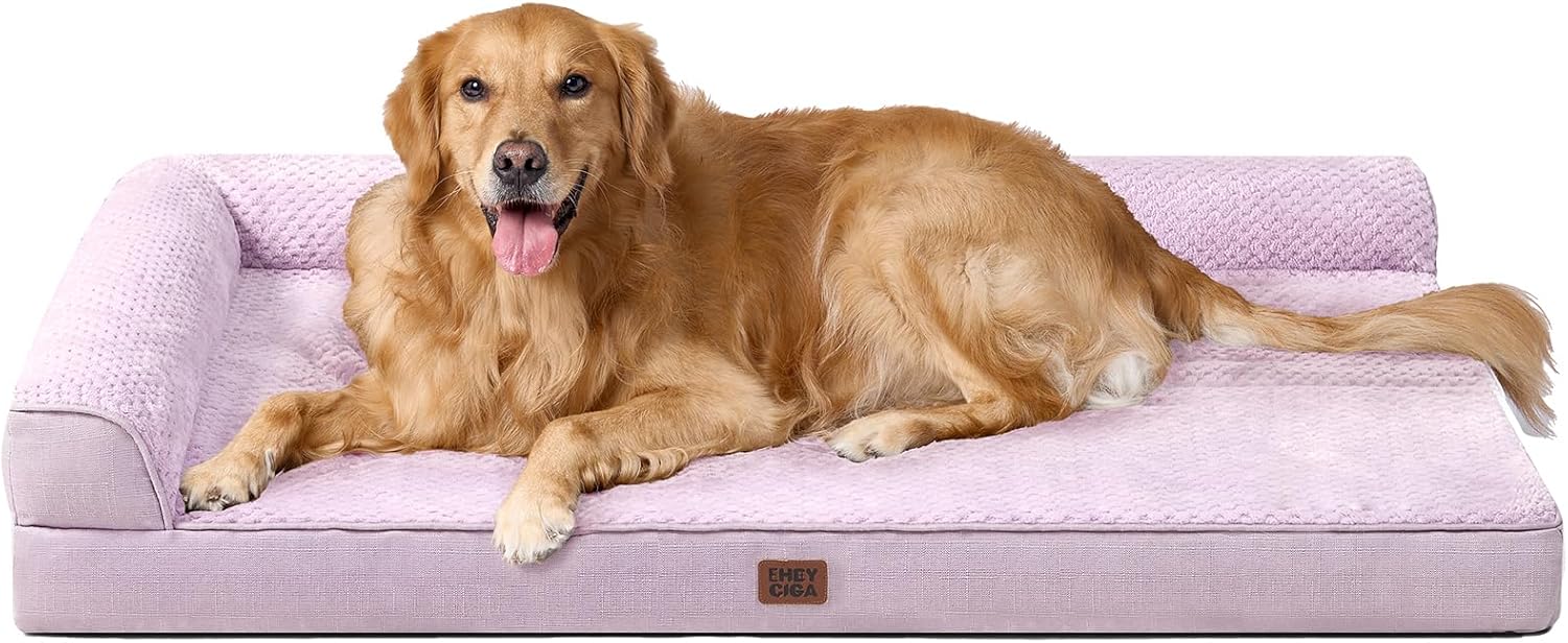 EHEYCIGA Orthopedic Dog Bed Medium Size Dogs, Memory Foam Dog Bed with Washable Removable Cover, Waterproof Pet Sofa Couch for Crate with Nonskid Bottom, 30x20x6, Grey