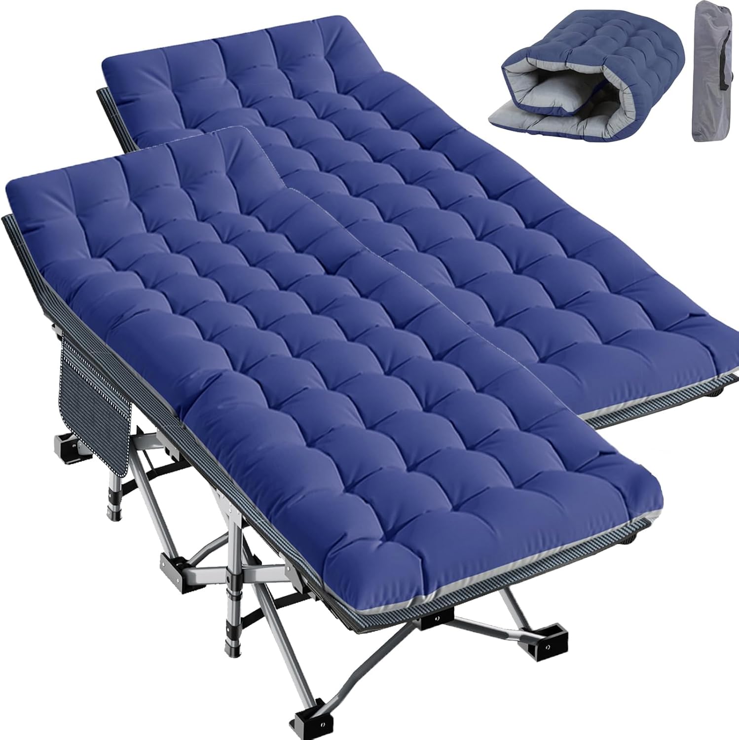 Slsy Folding Camping Cot for Adults with Pad, Padded Portable Sleeping Cots, Camp Bed with Carry Bag for Outdoor Travel, Beach, Hiking