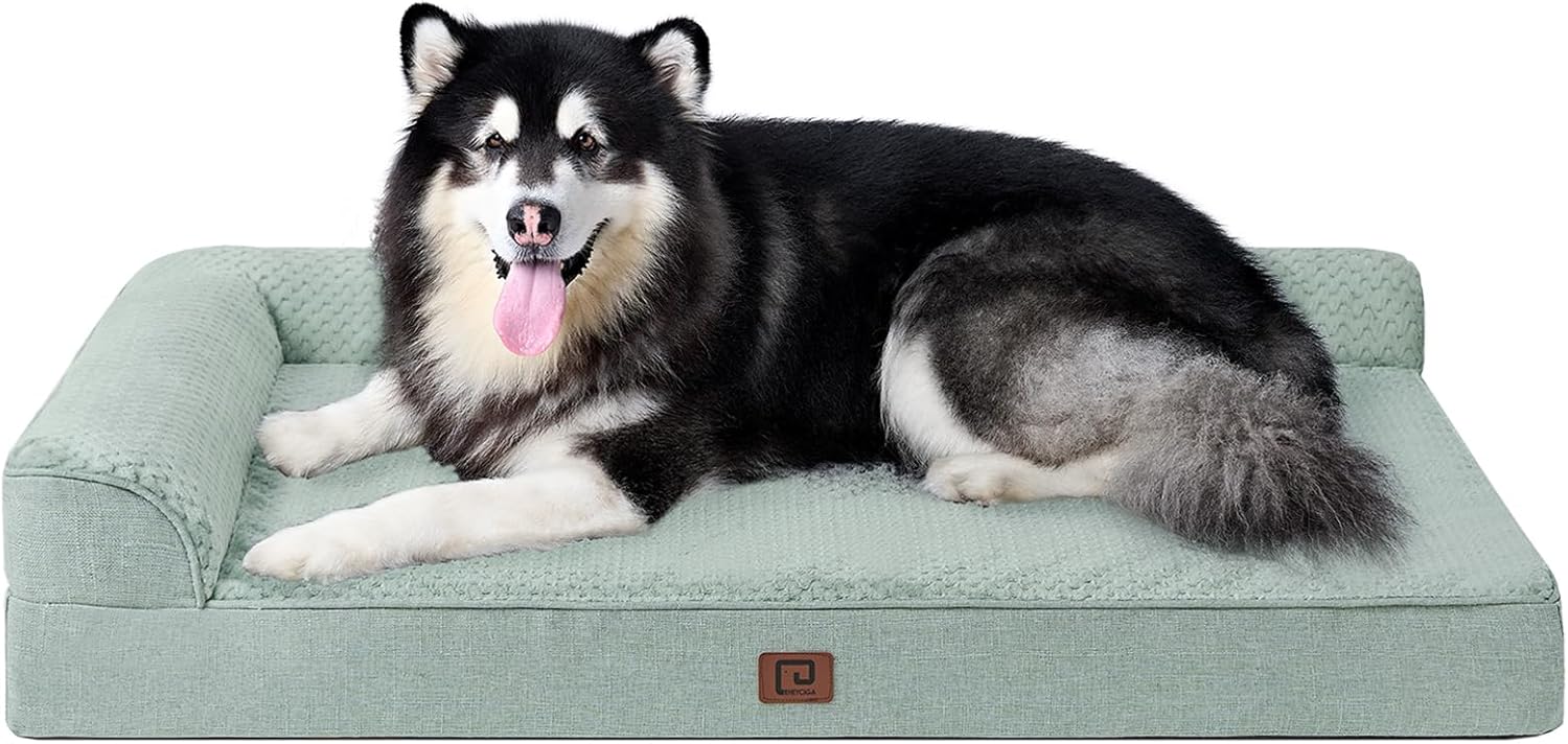 EHEYCIGA Orthopedic Dog Bed Medium Size Dogs, Memory Foam Dog Bed with Washable Removable Cover, Waterproof Pet Sofa Couch for Crate with Nonskid Bottom, 30x20x6, Grey