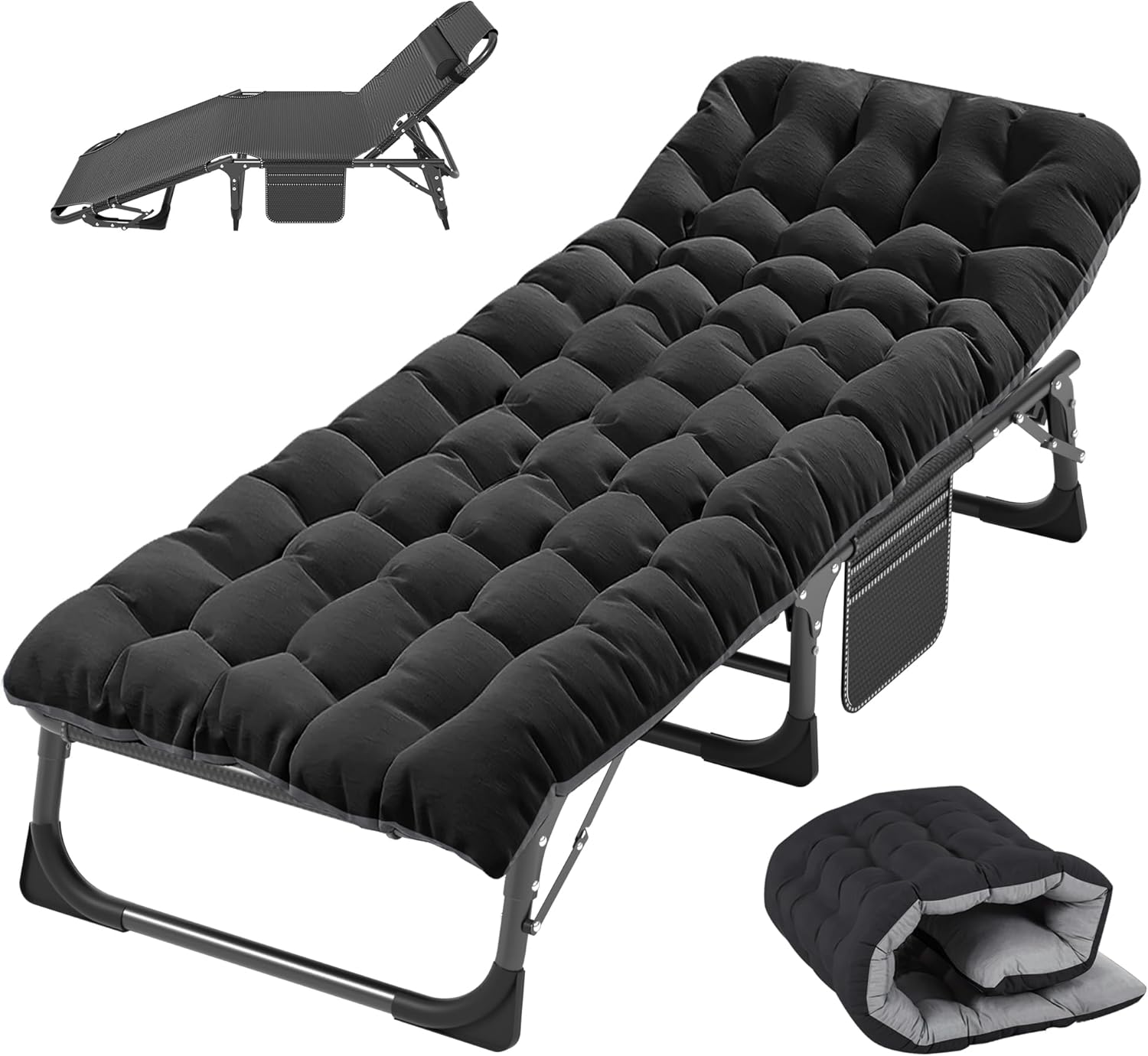 Slsy Folding Camping Cot for Adults with Pad, Padded Portable Sleeping Cots, Camp Bed with Carry Bag for Outdoor Travel, Beach, Hiking