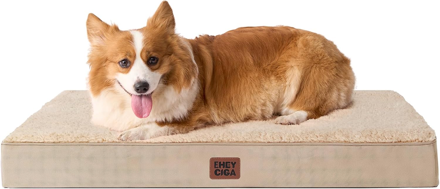 EHEYCIGA Orthopedic XL Dog Beds for Extra Large Dogs with Removable Washable Cover for Crate, Grey, 41x27