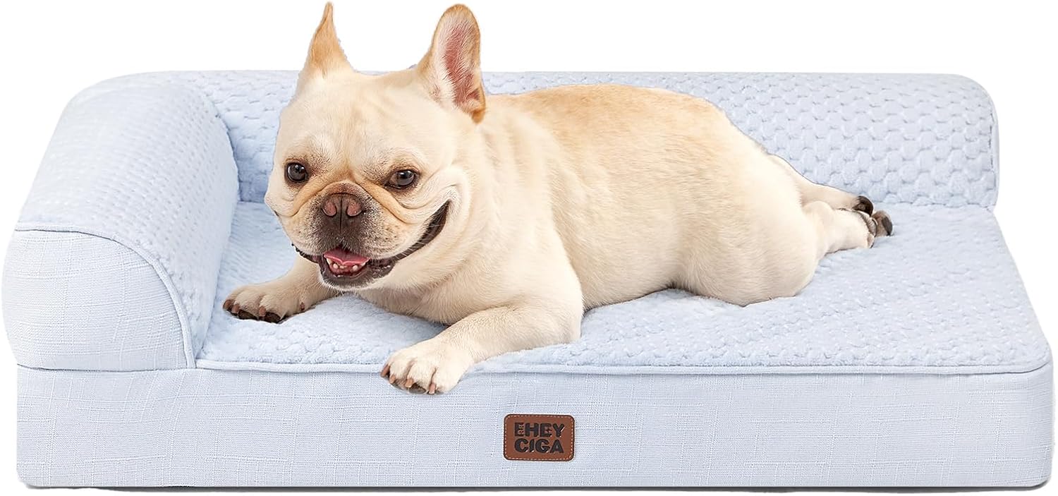 EHEYCIGA Orthopedic Dog Bed Medium Size Dogs, Memory Foam Dog Bed with Washable Removable Cover, Waterproof Pet Sofa Couch for Crate with Nonskid Bottom, 30x20x6, Grey
