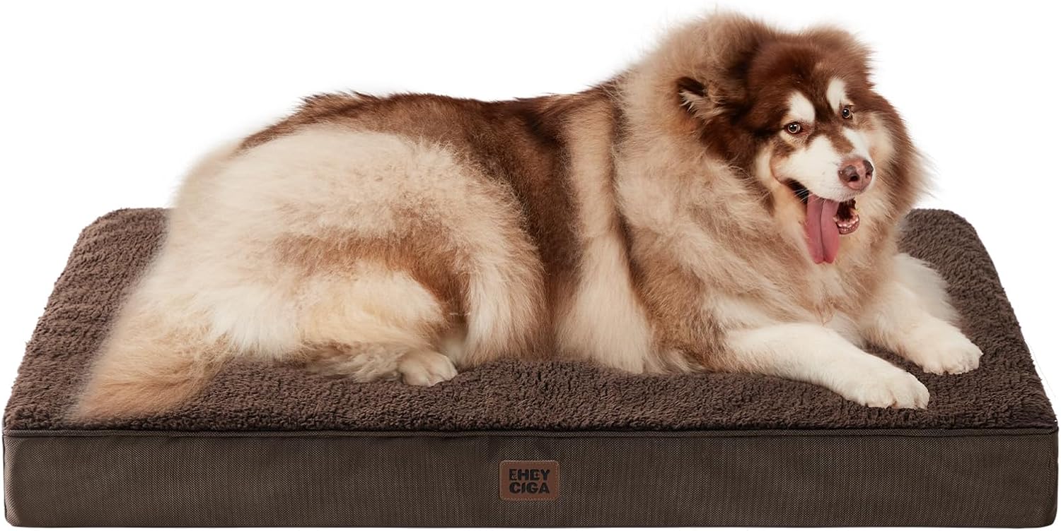 EHEYCIGA Orthopedic XL Dog Beds for Extra Large Dogs with Removable Washable Cover for Crate, Grey, 41x27