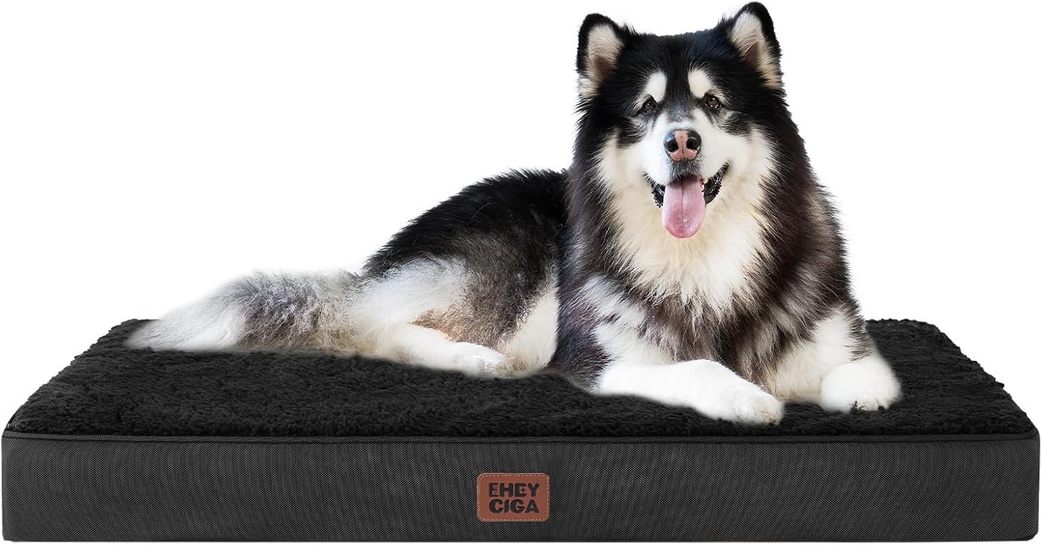 EHEYCIGA Orthopedic XL Dog Beds for Extra Large Dogs with Removable Washable Cover for Crate, Grey, 41x27
