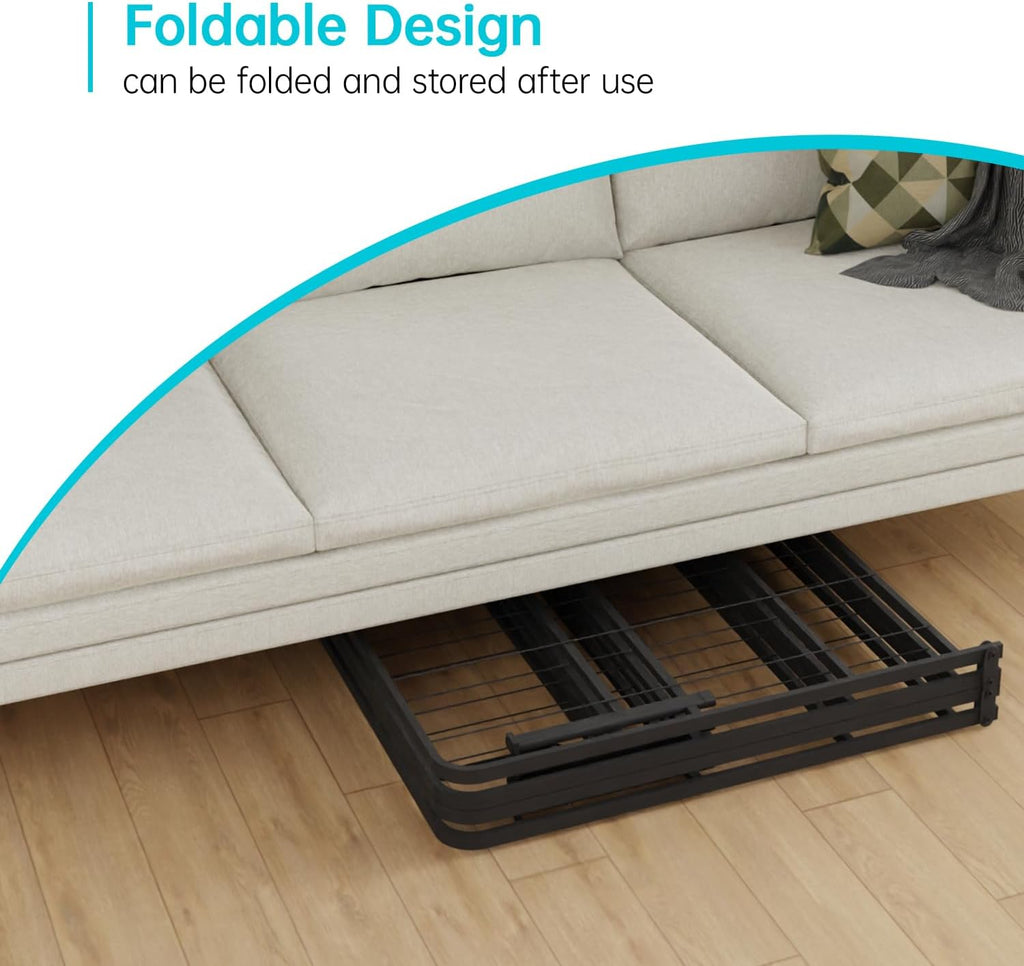 BestMassage | Twin Bed Frame | Metal | Heavy Duty Steel Slats with 6 Legs | Foldable | Sturdy, No Box Spring Needed | Easy to Assemble with Under-Bed Storage | Furniture for Home, Dorms
