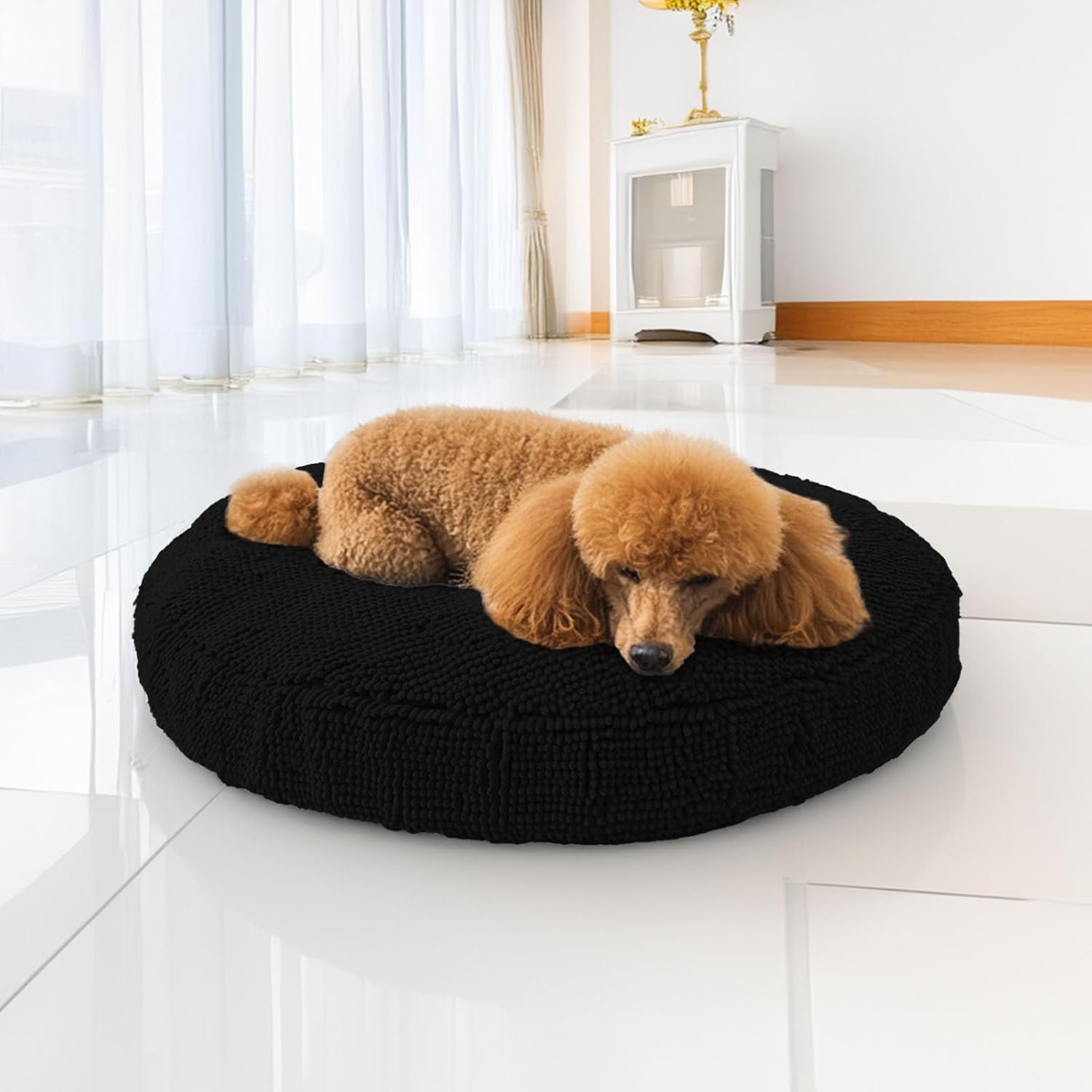 Muddy Mat®Cloud K-9 Bed for Dogs & Cats, Soft & Relaxing Donut Dog Bed, Chenille Material, Removable Cover, Washable & Dryer Safe–Navy Blue Medium(35'x35')