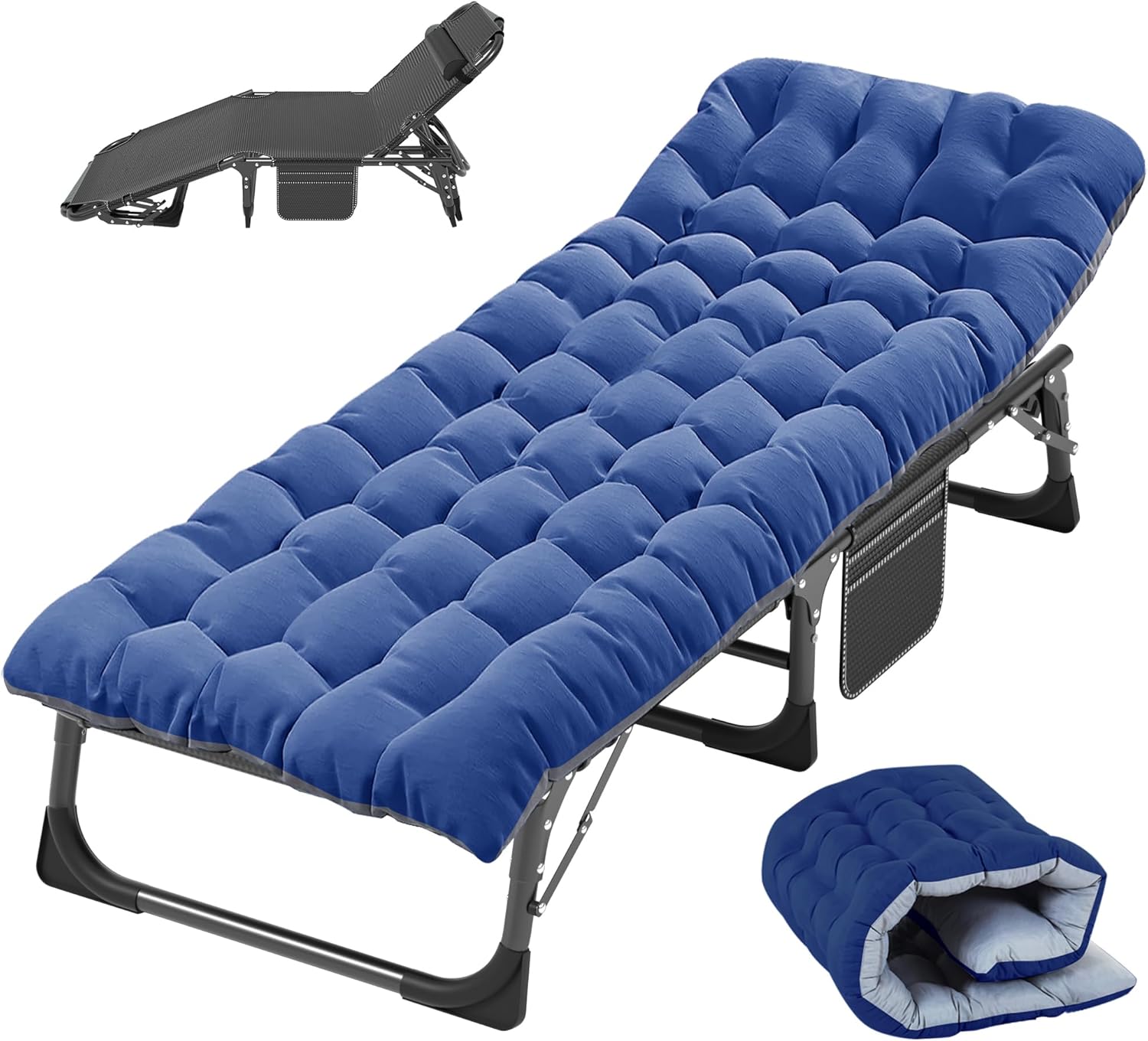 Slsy Folding Camping Cot for Adults with Pad, Padded Portable Sleeping Cots, Camp Bed with Carry Bag for Outdoor Travel, Beach, Hiking