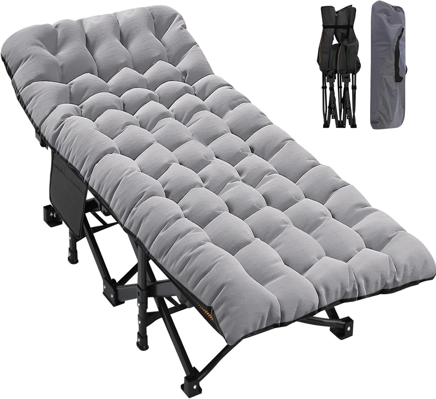 ABORON Camping Cot for Adult 28" Extra Wide, Heavy-Duty 1200D Oxford Cot for Sleeping, Portable Folding Camp Bed with Mat & Carry Bag