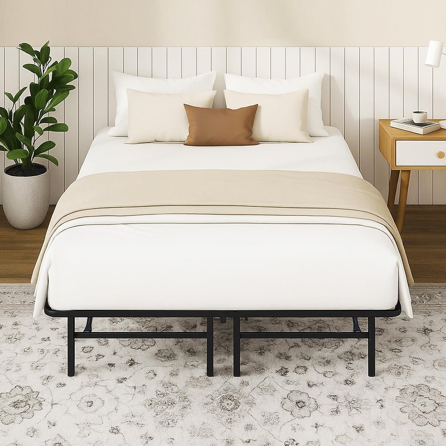 Full Size Folding Bed Frame, Heavy Duty Full Metal Platform with 14" Underbed Storage, Easy Tool-Free Assembly, No Box Spring Needed