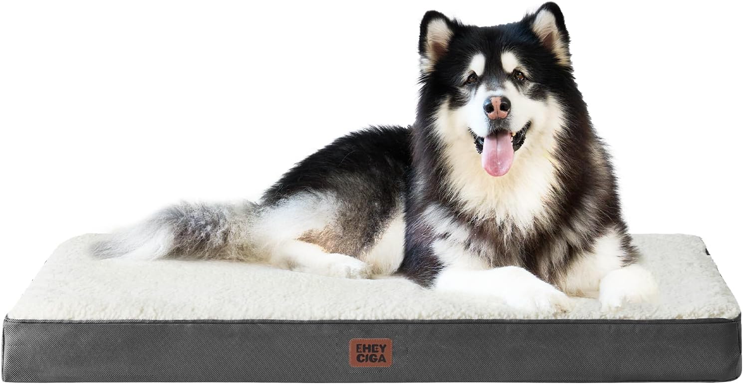 EHEYCIGA Orthopedic XL Dog Beds for Extra Large Dogs with Removable Washable Cover for Crate, Grey, 41x27