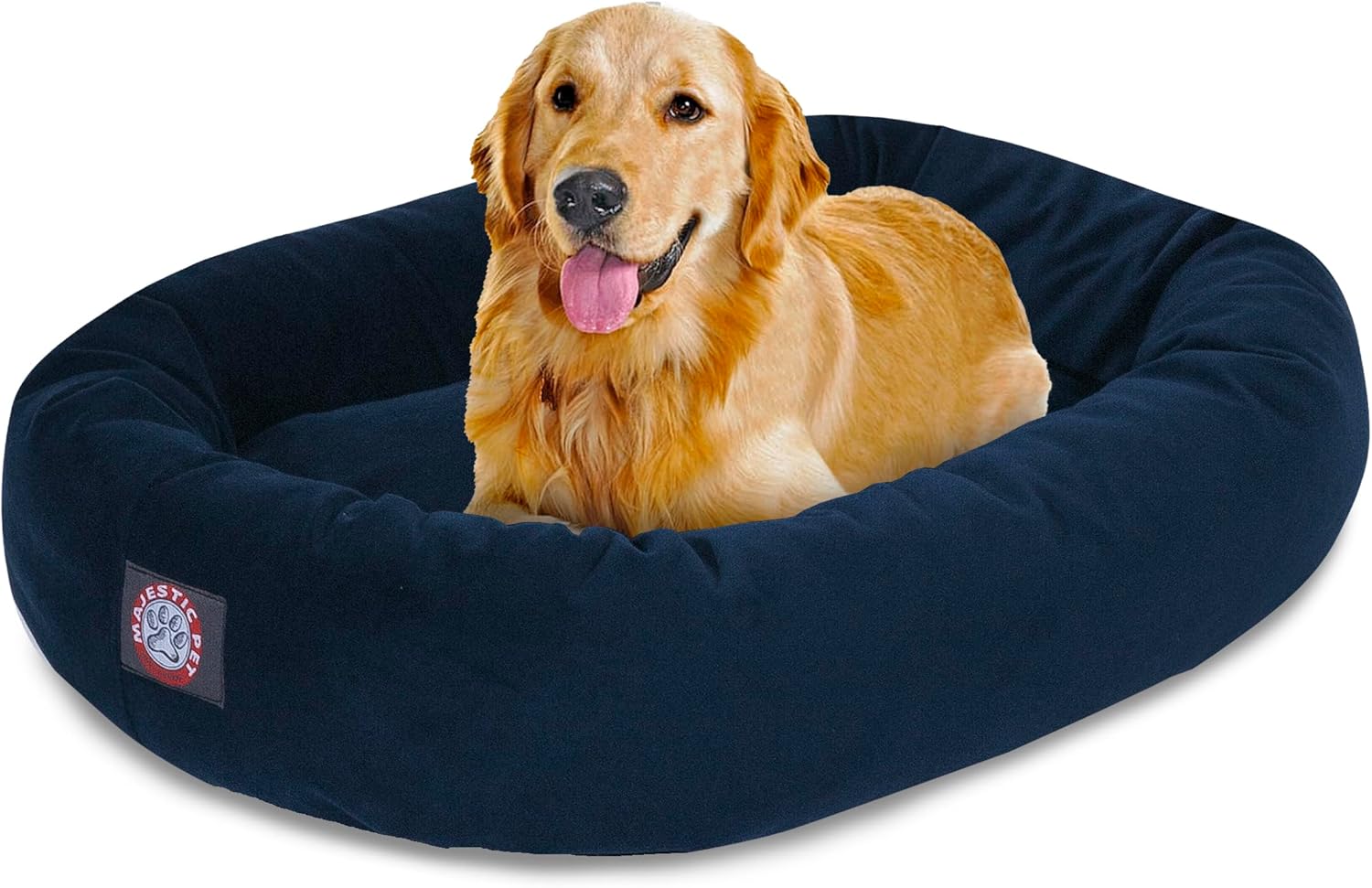 Majestic Pet 52 Inch Suede Calming Dog Bed Washable 52x35x11 (Inch) – Cozy Soft Round Donut Dog Bed with Spine Support for Dogs to Rest Their Head - Pet Bed X- Large – Sage
