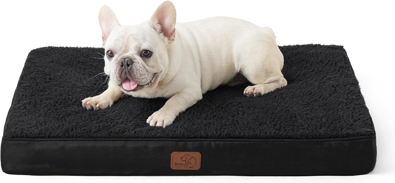Bedsure Dog Beds Large Sized Dog - Comfy Flat Pet Beds with Removable Washable Cover, Orthopedic Egg Crate Foam Puppy Mat, Suitable for Pet Up to 65 lbs