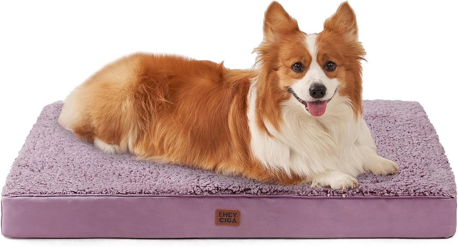 EHEYCIGA Orthopedic XL Dog Beds for Extra Large Dogs with Removable Washable Cover for Crate, Grey, 41x27