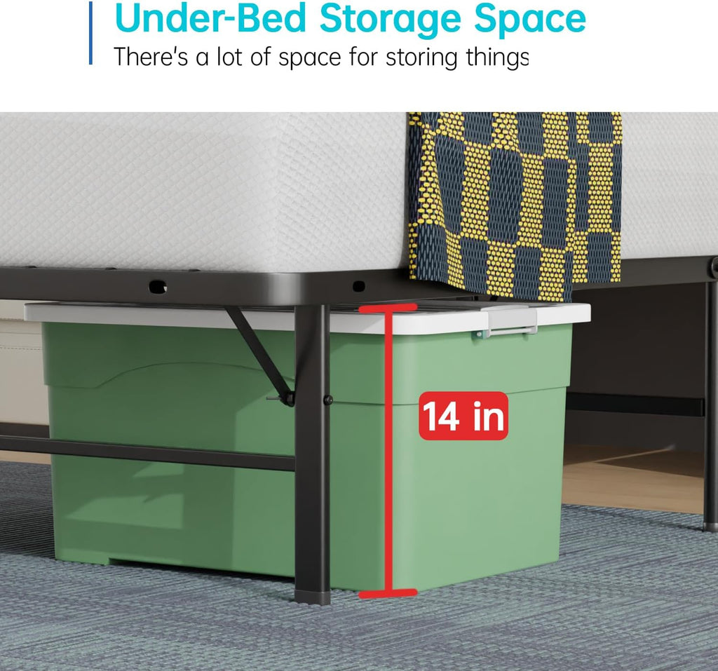 BestMassage | Twin Bed Frame | Metal | Heavy Duty Steel Slats with 6 Legs | Foldable | Sturdy, No Box Spring Needed | Easy to Assemble with Under-Bed Storage | Furniture for Home, Dorms