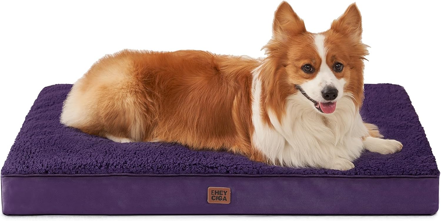 EHEYCIGA Orthopedic XL Dog Beds for Extra Large Dogs with Removable Washable Cover for Crate, Grey, 41x27