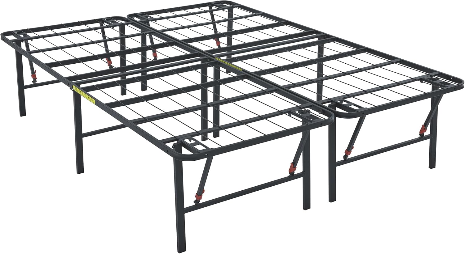Amazon Basics Bed Frame with Storage, Foldable Metal Platform, Sturdy Steel, No Box Spring Needed, 14-inch High, Tool-Free Setup, Queen Size, Black