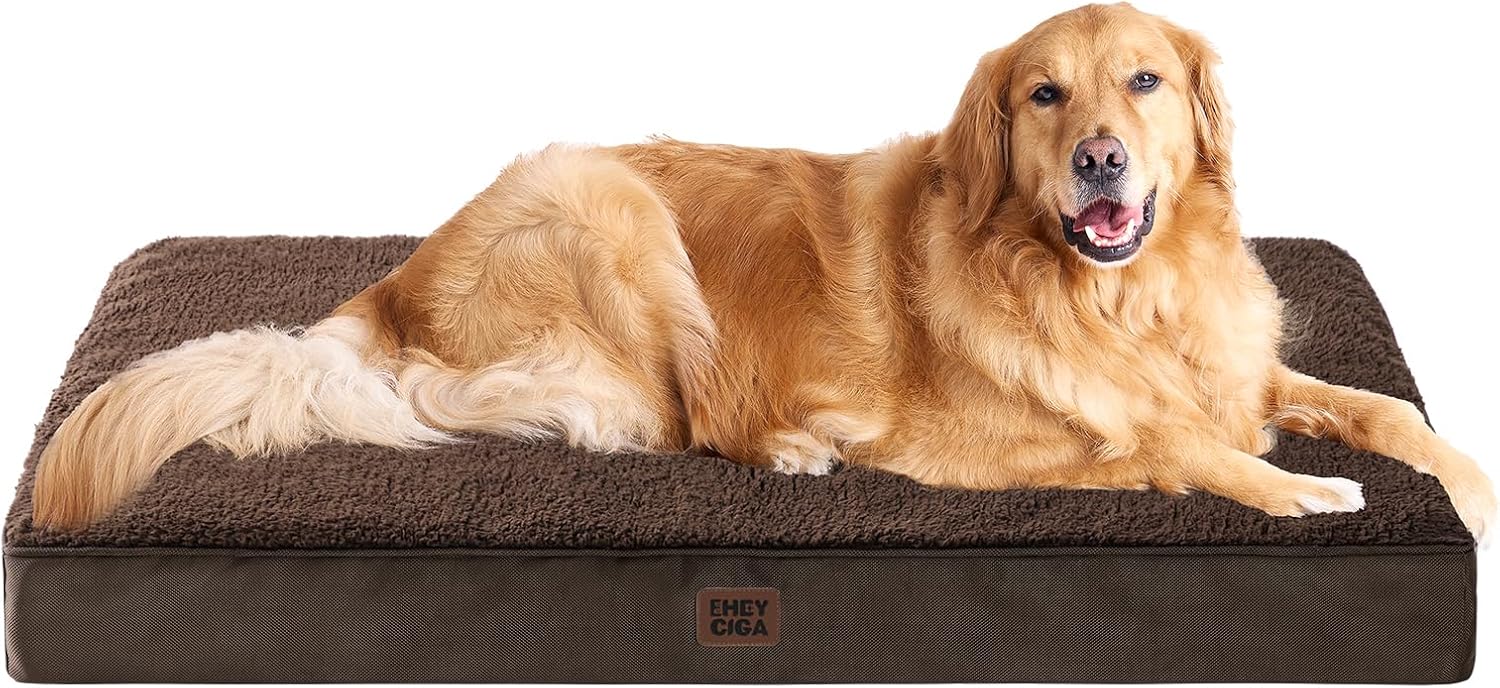 EHEYCIGA Orthopedic XL Dog Beds for Extra Large Dogs with Removable Washable Cover for Crate, Grey, 41x27
