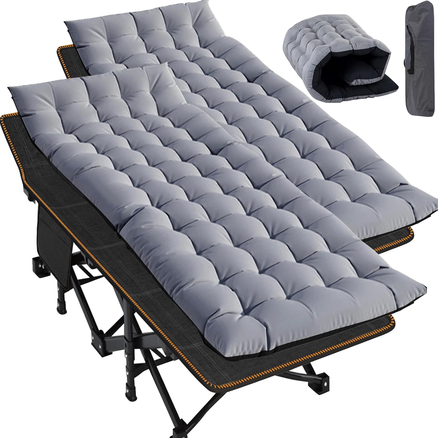 Slsy Folding Camping Cot for Adults with Pad, Padded Portable Sleeping Cots, Camp Bed with Carry Bag for Outdoor Travel, Beach, Hiking