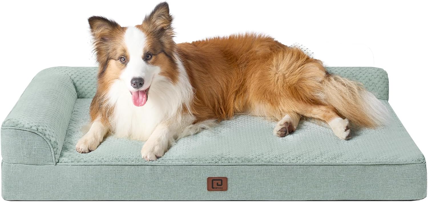 EHEYCIGA Orthopedic Dog Bed Medium Size Dogs, Memory Foam Dog Bed with Washable Removable Cover, Waterproof Pet Sofa Couch for Crate with Nonskid Bottom, 30x20x6, Grey