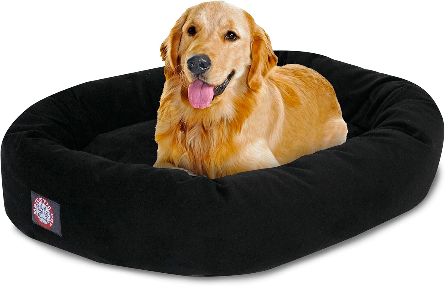 Majestic Pet 52 Inch Suede Calming Dog Bed Washable 52x35x11 (Inch) – Cozy Soft Round Donut Dog Bed with Spine Support for Dogs to Rest Their Head - Pet Bed X- Large – Sage