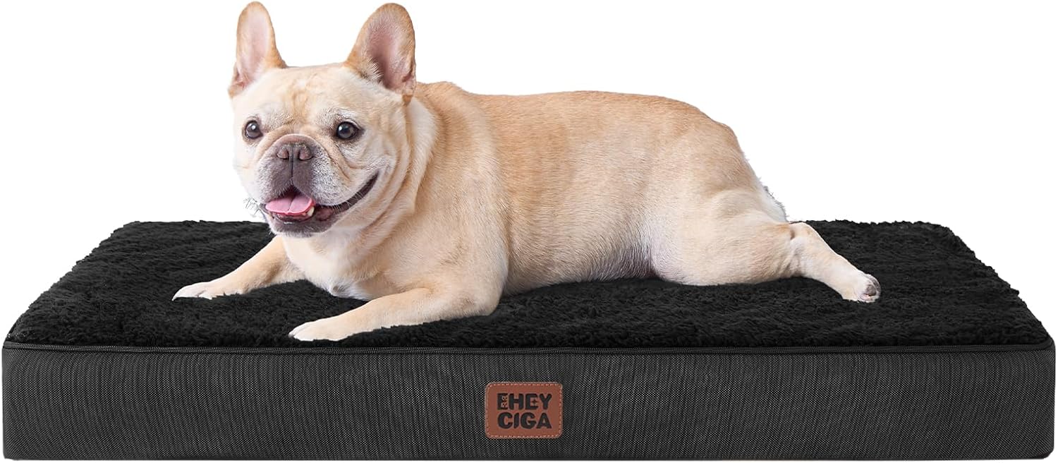 EHEYCIGA Orthopedic XL Dog Beds for Extra Large Dogs with Removable Washable Cover for Crate, Grey, 41x27