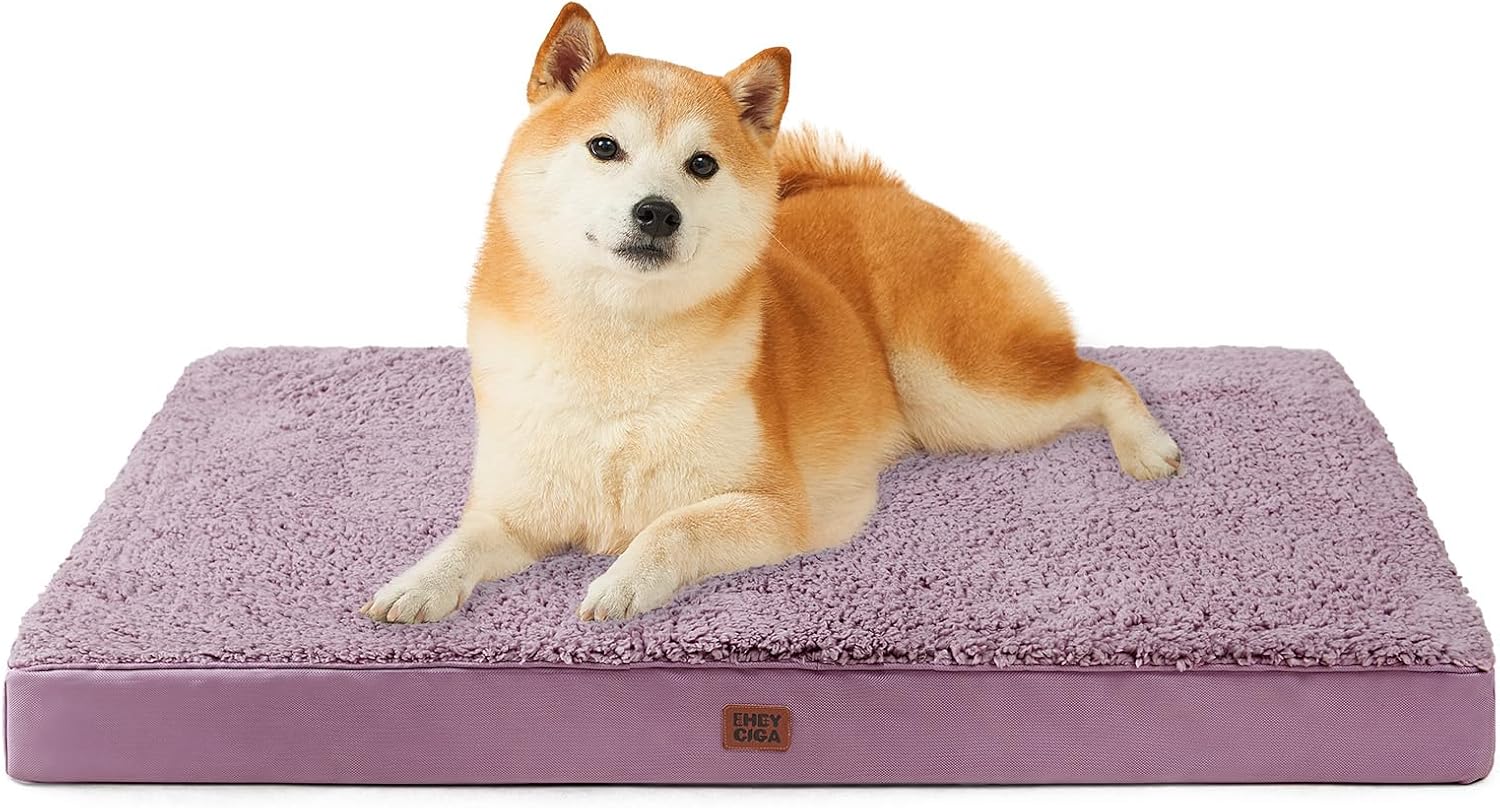 EHEYCIGA Orthopedic XL Dog Beds for Extra Large Dogs with Removable Washable Cover for Crate, Grey, 41x27