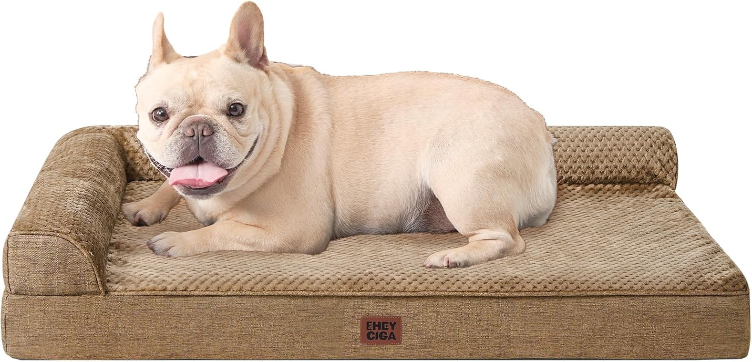 EHEYCIGA Orthopedic Dog Bed Medium Size Dogs, Memory Foam Dog Bed with Washable Removable Cover, Waterproof Pet Sofa Couch for Crate with Nonskid Bottom, 30x20x6, Grey