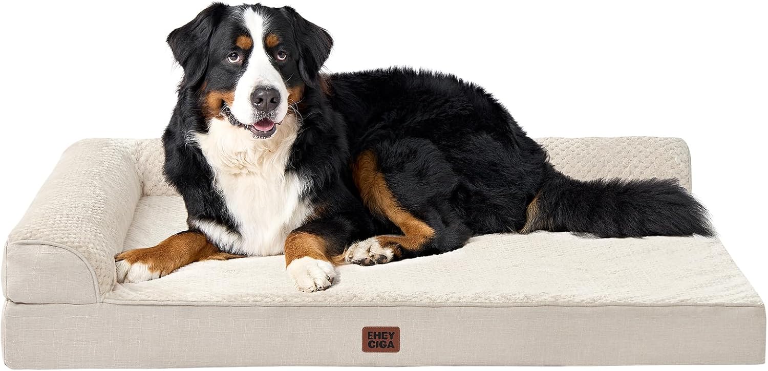 EHEYCIGA Orthopedic Dog Bed Medium Size Dogs, Memory Foam Dog Bed with Washable Removable Cover, Waterproof Pet Sofa Couch for Crate with Nonskid Bottom, 30x20x6, Grey