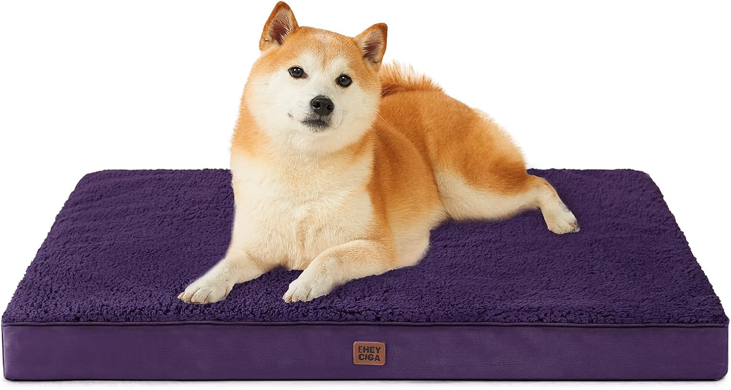EHEYCIGA Orthopedic XL Dog Beds for Extra Large Dogs with Removable Washable Cover for Crate, Grey, 41x27