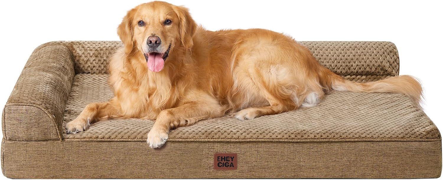 EHEYCIGA Orthopedic Dog Bed Medium Size Dogs, Memory Foam Dog Bed with Washable Removable Cover, Waterproof Pet Sofa Couch for Crate with Nonskid Bottom, 30x20x6, Grey