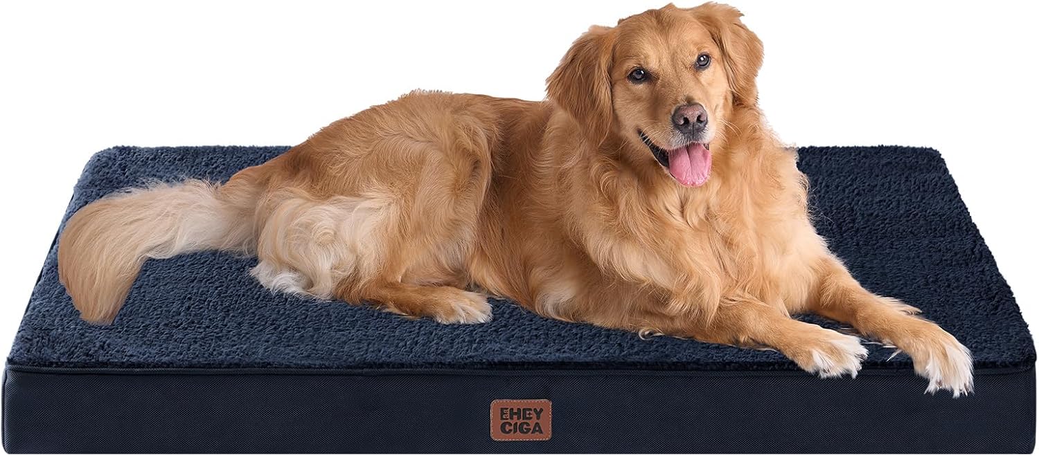 EHEYCIGA Orthopedic XL Dog Beds for Extra Large Dogs with Removable Washable Cover for Crate, Grey, 41x27