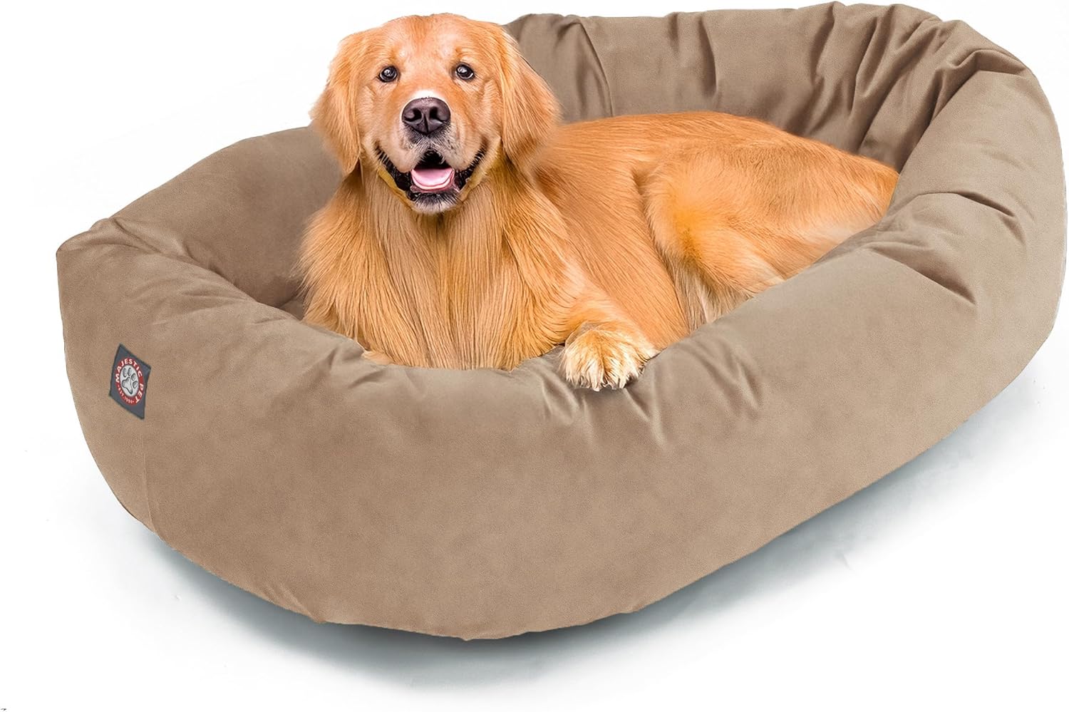 Majestic Pet 52 Inch Suede Calming Dog Bed Washable 52x35x11 (Inch) – Cozy Soft Round Donut Dog Bed with Spine Support for Dogs to Rest Their Head - Pet Bed X- Large – Sage