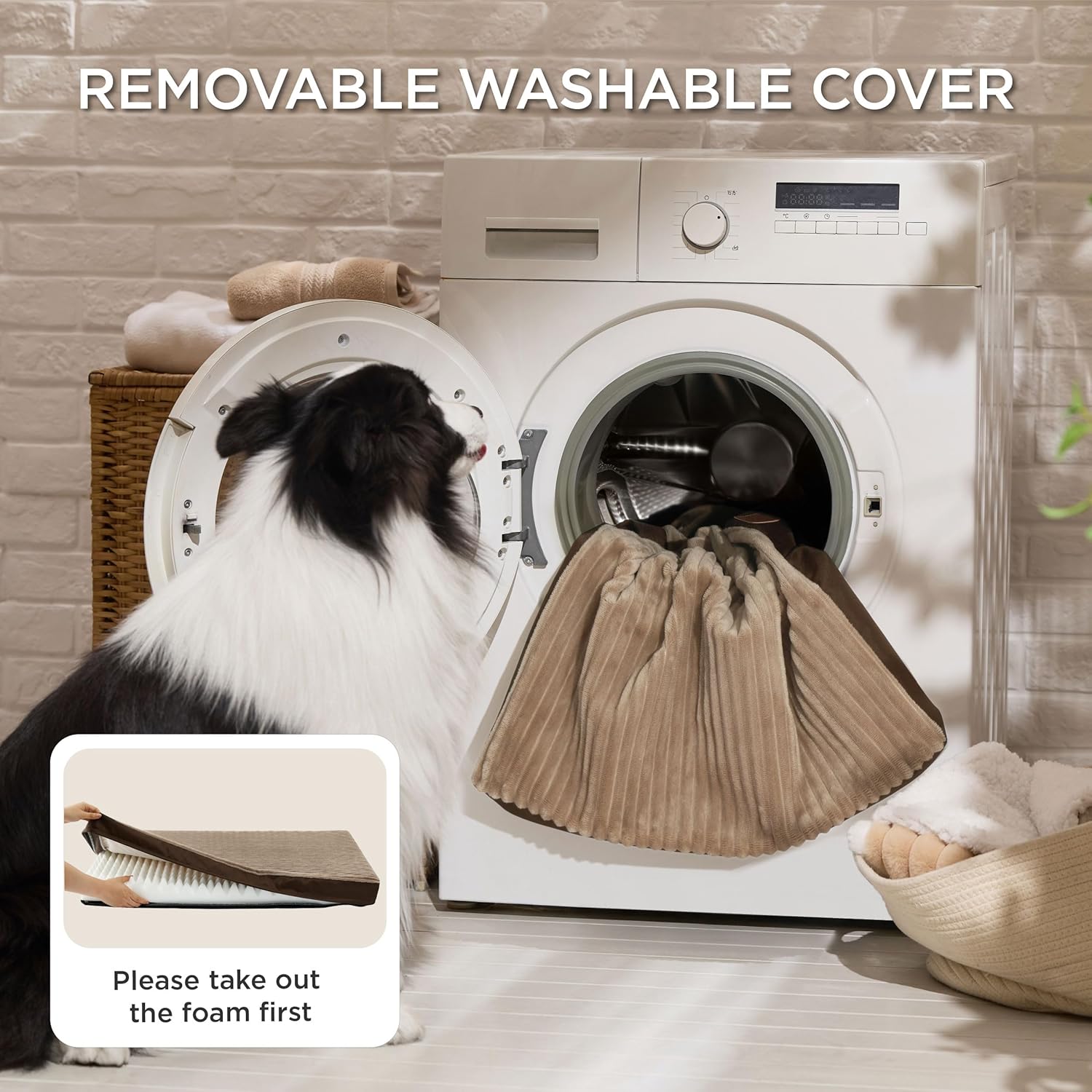 Bedsure XL Dog Bed for Crate - Large Orthopedic Pet Beds with Removable Machine Washable Cover, NOT Waterproof Egg Crate Foam Puppy Mat, Suitable for Pet Up to 80 lbs, 41"x27"x3.3", Not for Chewers