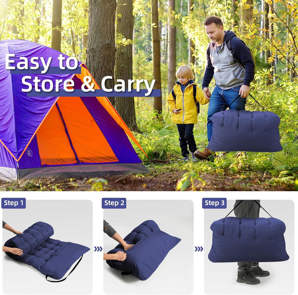 Portable Camping Cot, Sleeping Cot for Adult, 28" Extra Wide Heavy Duty Folding Cot Max Load 600LBS with Thick Mattress, Portable Camping Bed for Camp Outdoor/Office, Home Nap (Blue)