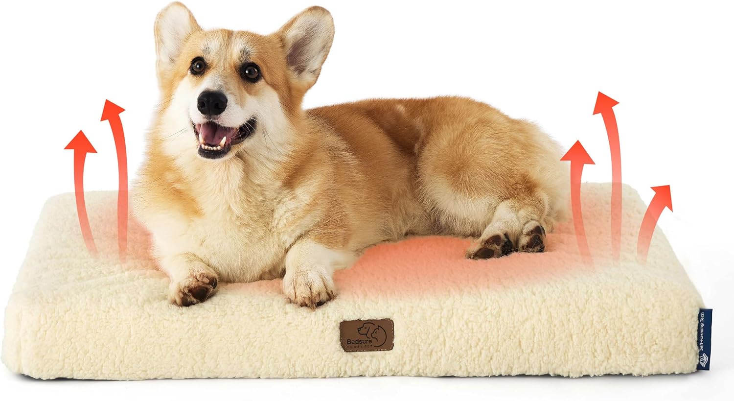 Bedsure Dog Beds Large Sized Dog - Comfy Flat Pet Beds with Removable Washable Cover, Orthopedic Egg Crate Foam Puppy Mat, Suitable for Pet Up to 65 lbs