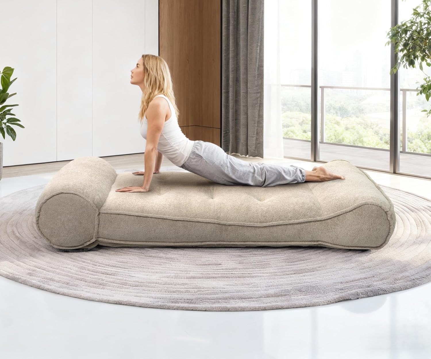 Lazy Floor Bed 83" – Cloud-Like Boneless Lounge Chair Indoor, Extra Comfy Floor Lounger, Plush Futon Chair Bed for Yoga, Meditation, Naps, Bedroom Use, Human Dog Bed (Boneless, Black)