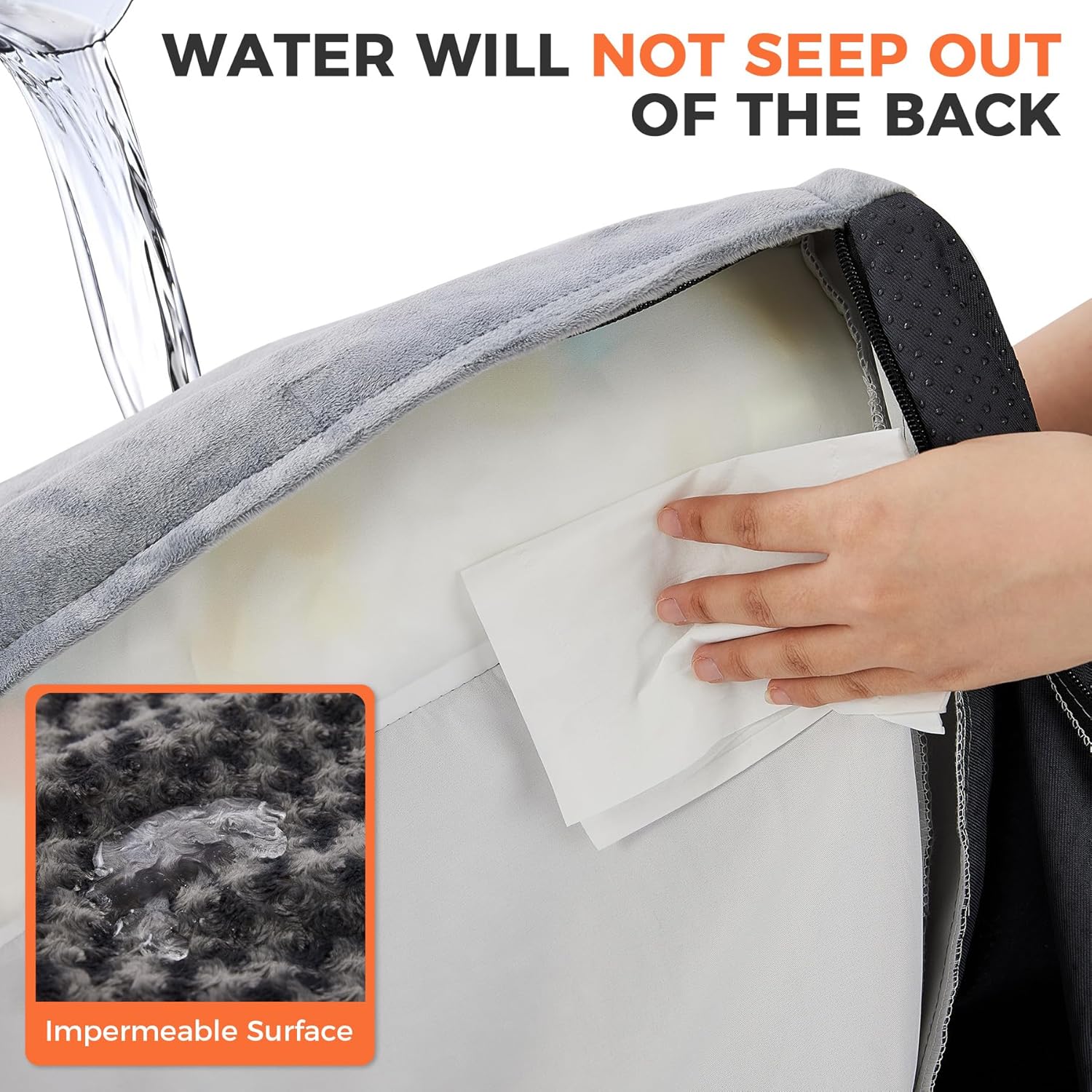 Dog Beds Large Sized Dogs, XL Orthopedic Dog Beds for Large Dogs 42"x30"x7.5", Waterproof Pet Bed with Washable Cover, L-Shaped Pet Couch with Portable Handle, Grey