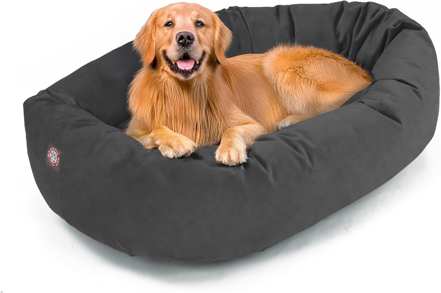 Majestic Pet 52 Inch Suede Calming Dog Bed Washable 52x35x11 (Inch) – Cozy Soft Round Donut Dog Bed with Spine Support for Dogs to Rest Their Head - Pet Bed X- Large – Sage