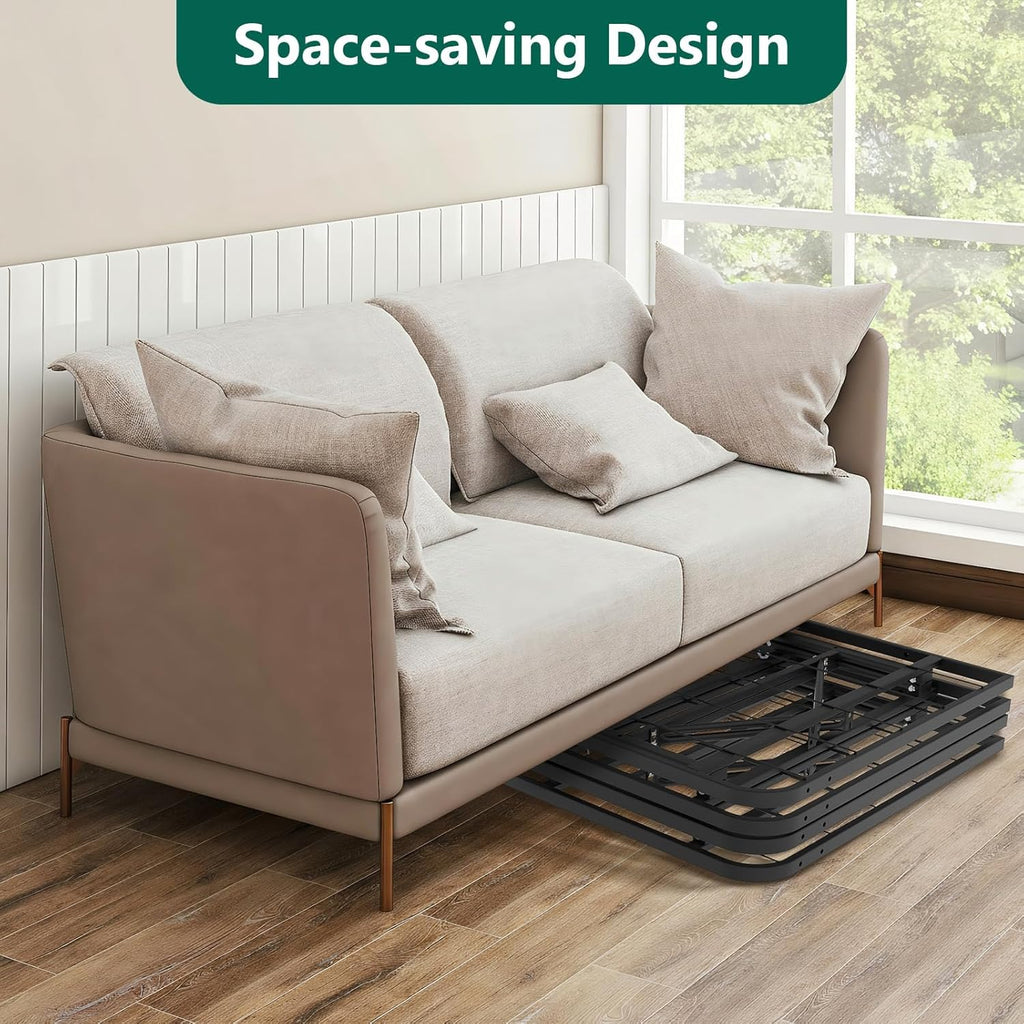 Full Size Folding Bed Frame, Heavy Duty Full Metal Platform with 14" Underbed Storage, Easy Tool-Free Assembly, No Box Spring Needed