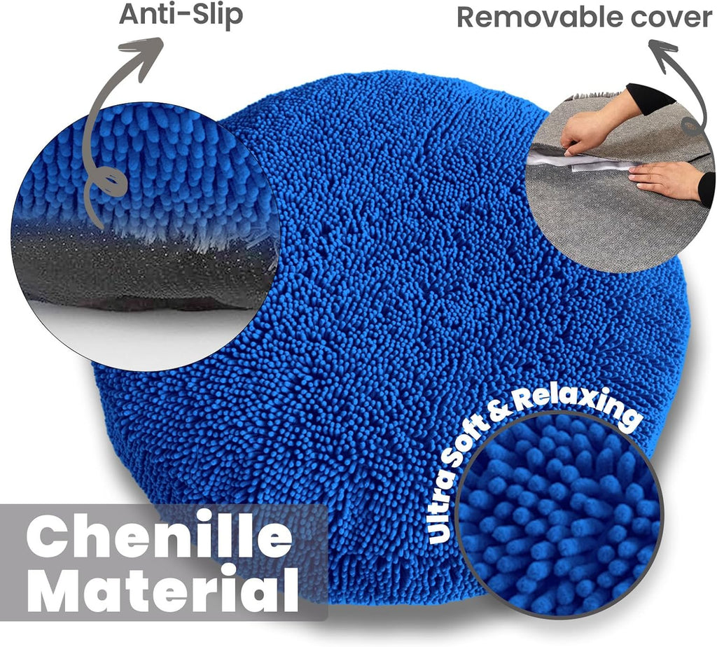 Muddy Mat®Cloud K-9 Bed for Dogs & Cats, Soft & Relaxing Donut Dog Bed, Chenille Material, Removable Cover, Washable & Dryer Safe–Navy Blue Medium(35'x35')