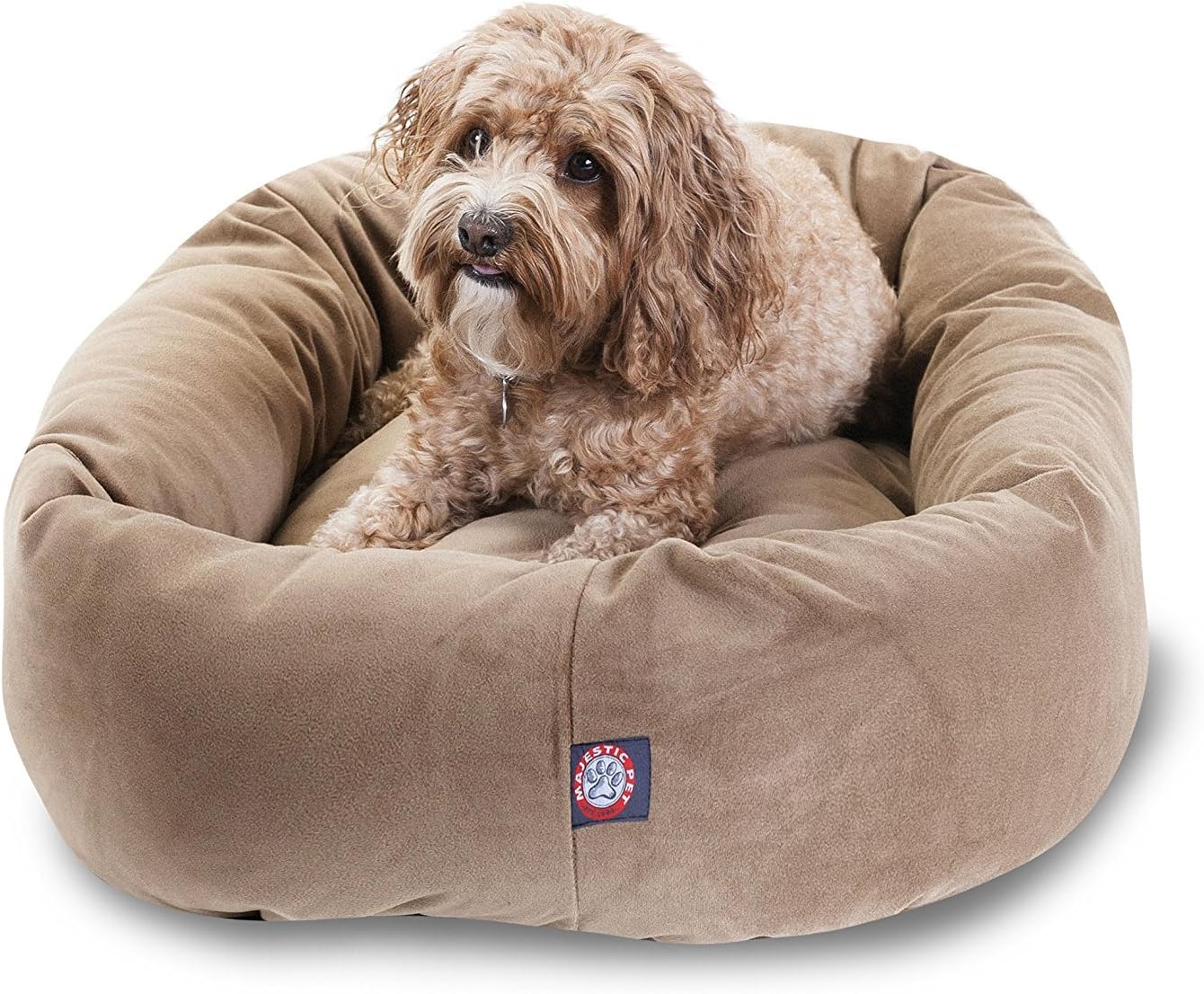 Majestic Pet 52 Inch Suede Calming Dog Bed Washable 52x35x11 (Inch) – Cozy Soft Round Donut Dog Bed with Spine Support for Dogs to Rest Their Head - Pet Bed X- Large – Sage