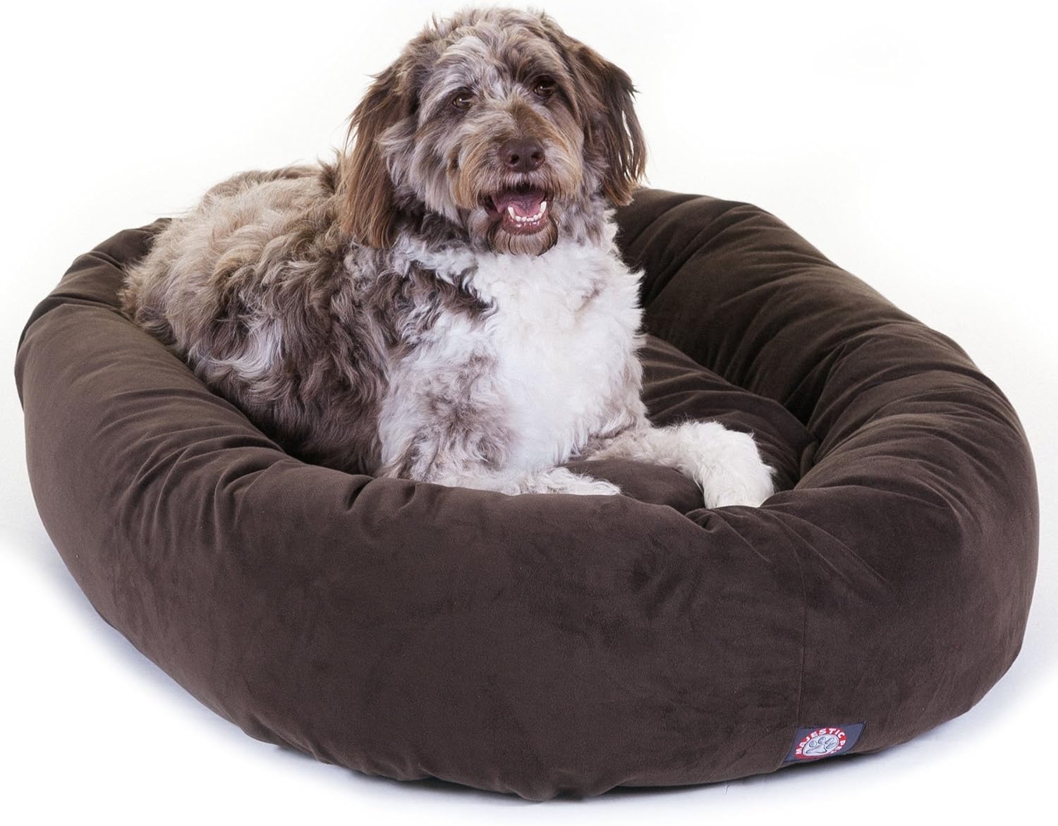 Majestic Pet 52 Inch Suede Calming Dog Bed Washable 52x35x11 (Inch) – Cozy Soft Round Donut Dog Bed with Spine Support for Dogs to Rest Their Head - Pet Bed X- Large – Sage